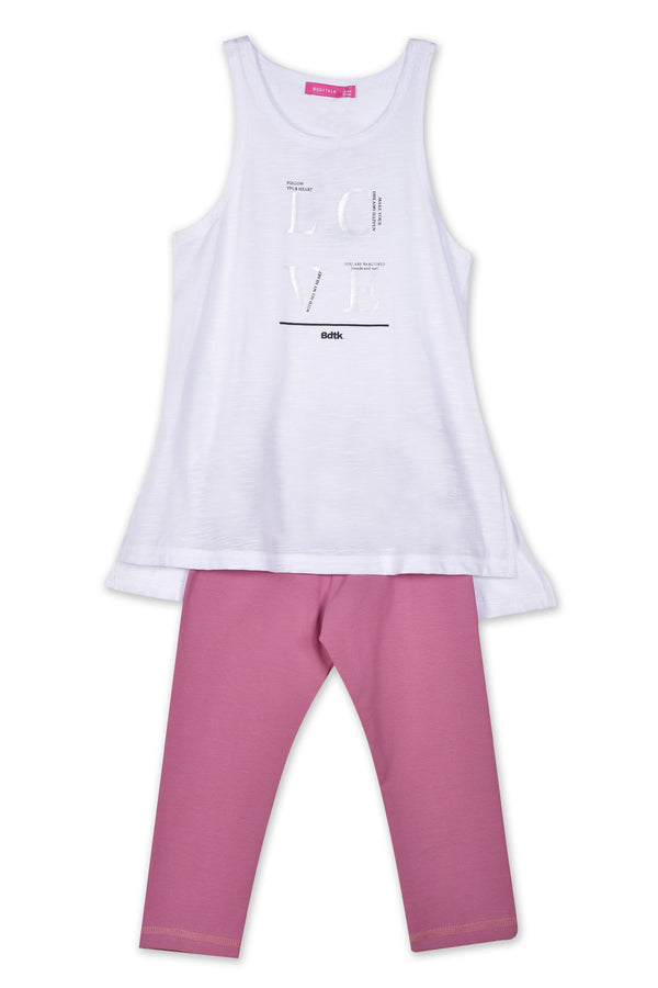 Kids’ sleeveless shirt and 3/4 leggings set for girls