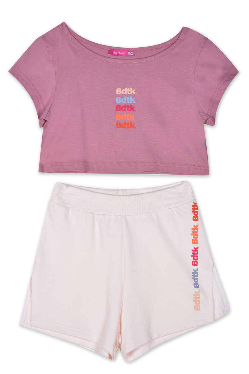 Kids’ cropped t-shirt and shorts set for girls