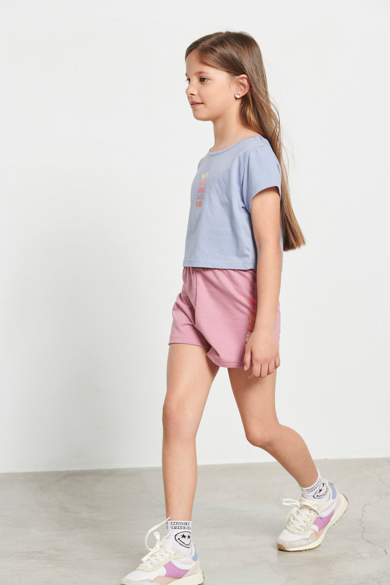 Kids’ cropped t-shirt and shorts set for girls