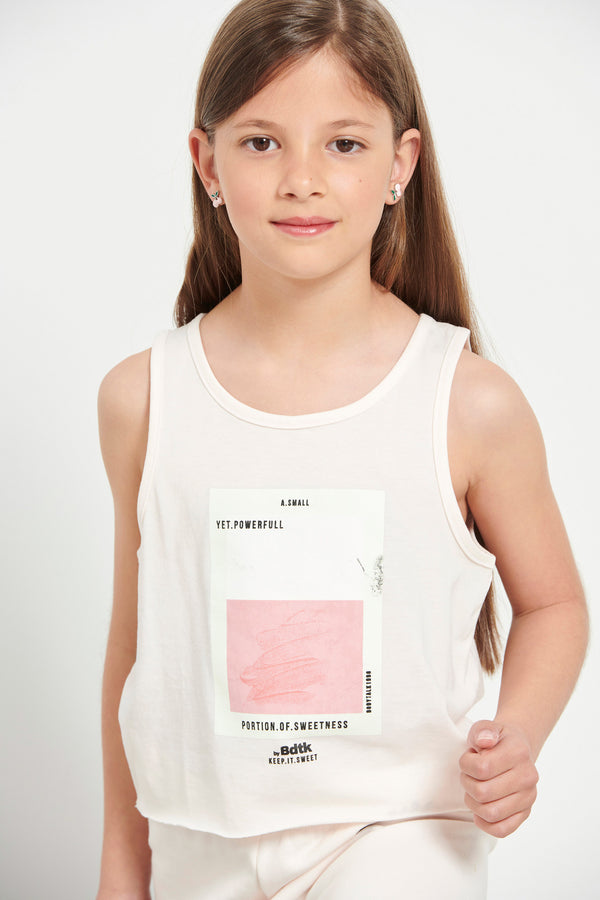 Kids’ "SMUDGEG" sleeveless crop top for girls