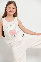 Kids’ "SMUDGEG" sleeveless crop top for girls