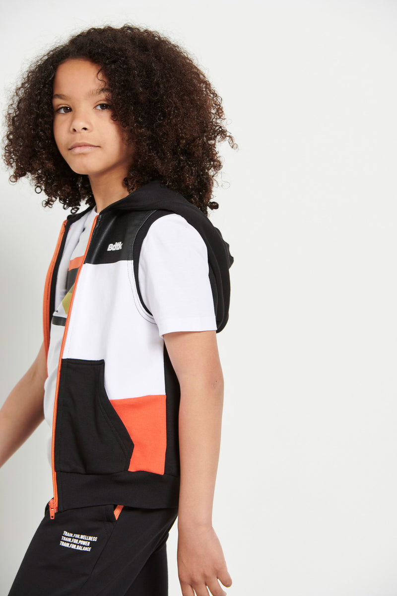 Kid’s "BAUHAUS" hooded vest with zipper for boys