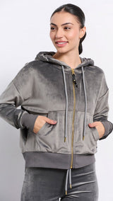 Women's velvet hooded zip sweater `LUX` B5