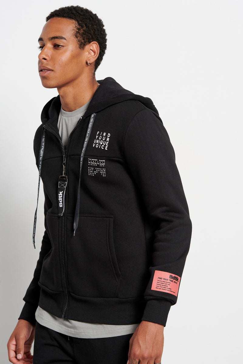 Men's hooded zip sweater `SPEAKOUT`