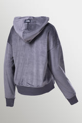 Women's velvet hooded zip sweater `LUX`