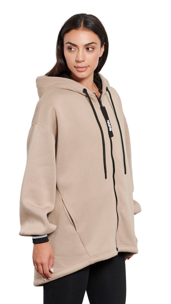 Women's long hooded zip sweater `BEYONDSPORTS` B95