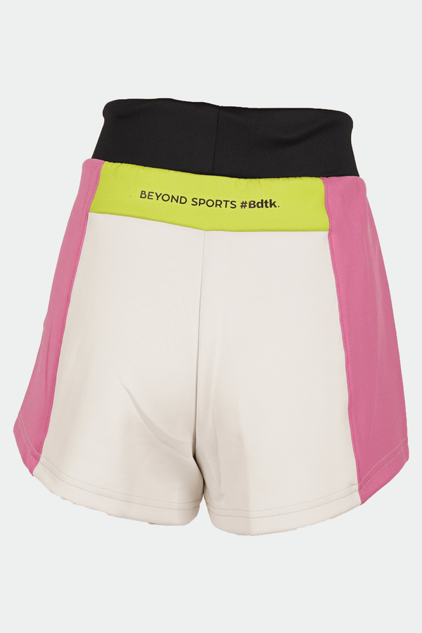 Women’s "BEYONDSPORTS" high-waisted asymmetrical shorts…