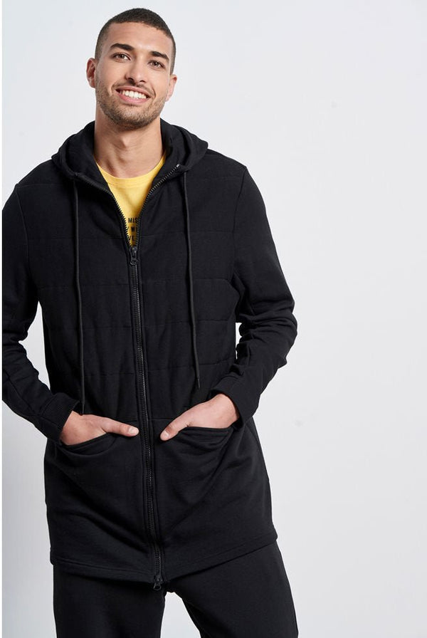 Men Bdtk long-length zip sweater with hood